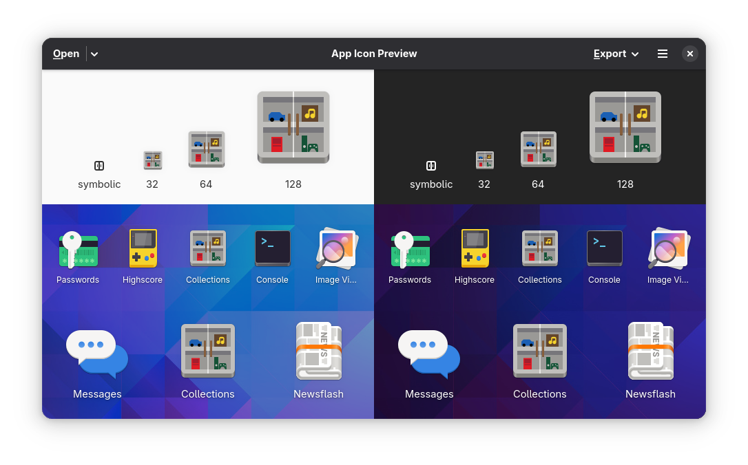 The same icon, but shown in the application "App Icon Preview".
