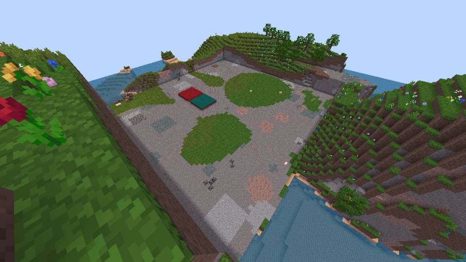 A screenshot of a flat area. There are patches of crimson nylium and warped nylium in the area.