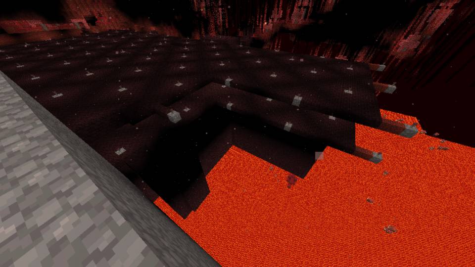 A screenshot of the nether fortress, showing a work-in-progress second layer.